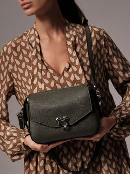 Сумка кожаная через плечо Azaro 3684 зеленый мох