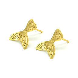 Серьги из ювелирного сплава "Рыбка малая" 11*15мм, цв.золотистый, 0,4гр