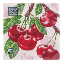Салфетки бумажные Bouquet Home Collection Classic 33х33см, 3-х слойные, 20 штук в упаковке, 100% целлюлоза, Вишня (Россия)