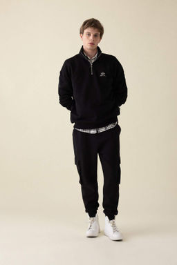 Regular Fit Jogger Esofman Alt? Kargo Cepli Basic Duz Beli Bagc?kl? Lastikli Paca - Defacto фото 5