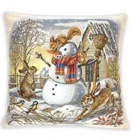 Зима Снеговик - гобеленовая наволочка - Гобеленглавснаб фото 2
