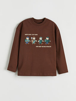 Bisiklet Yaka Bask?l? Erkek ?ocuk Ti??rt