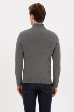 Erkek Slim Fit Gri Melanj Basic Triko H_rka - U.s. polo assn фото 5