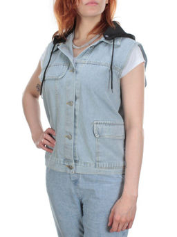 803 BLUE/BLACK Джинсовый жилет женский (100% хлопок) - Фабричный китай фото 5