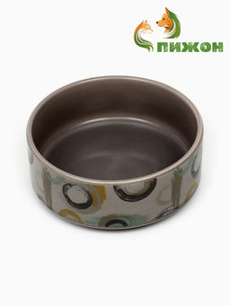 Миска керамическая Кругляшки 200 мл - 10.5 10.54 см, серо-коричневая - Пижон фото 2