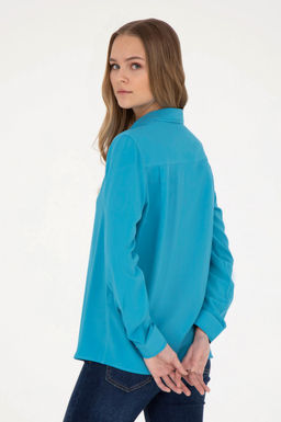 Женская синяя рубашка с длинным рукавом Неожиданная скидка в корзине - U.s. polo assn фото 5