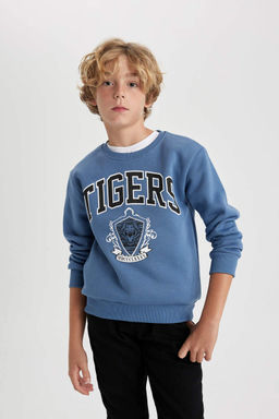 Толстый свитшот с круглым вырезом с принтом для мальчиков