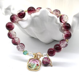 Браслет из сахарного кварца с подвеской шарик 10мм, цвет бордовый