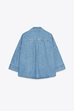 Z1975 FLOWING WIDE SLEEVE DENIM SHIRT - Zara фото 6