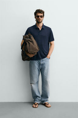 POLO REGULAR FIT JACQUARD RAYAS / Blanco roto