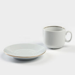 Чайная пара Добрушский завод «Бельё», 2 предмета: чашка 220 мл, блюдце d=14 см, фарфор, белая