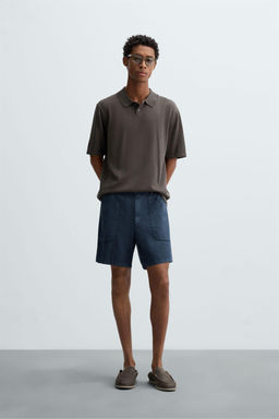 COTTON BLEND KNIT POLO SHIRT