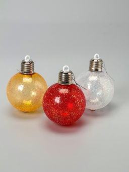 Набор ёлочных шаров Ледяное сияние, 8 см, 1 LED, от батареек LR443, свечение тёплое белое - Luazon lighting фото 2