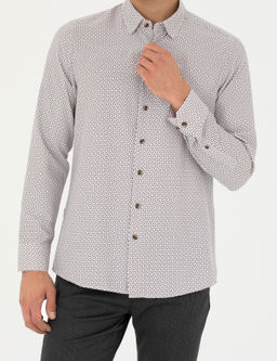 Рубашка Slim Fit коричневая с длинным рукавом