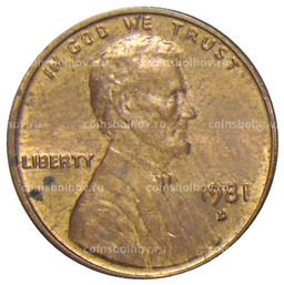 Монета 1 цент 1981 года D США