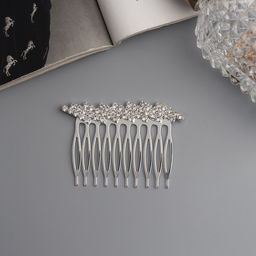 Цена за 2 шт. Гребень для волос QF «Медея», полосы диагональ, 6×4.5 см, серебро