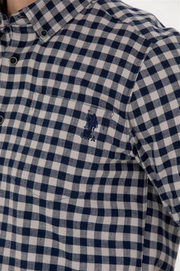 Мужская темно-синяя рубашка в клетку в клетку - U.s. polo assn фото 7