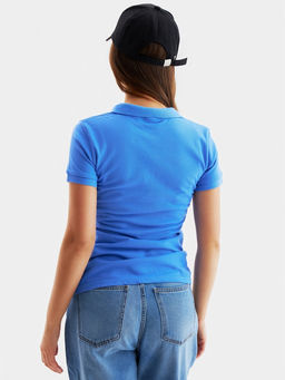 Футболка поло женская MINAKU: Basic line, васильковая, размер 52