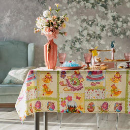 Скатерть Доляна Светлая Пасха 180*144 см, 100% хлопок, рогожка 164 г/м2