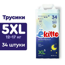 Ночные трусики Ekitto Night-Day XL (12-17 кг) 34 шт