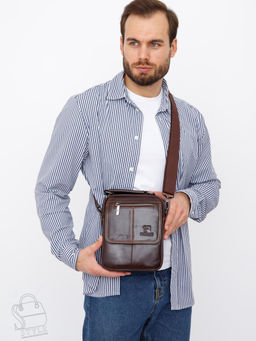Сумка мужская кожаная 632M brown Fuzhiniao