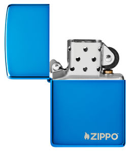Зажигалка ZIPPO Логотип с синим глянцевым покрытием | Logo High Polish Blue 20446ZL  фото 4