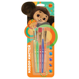 Набор кистей Мульти-Пульти "Чебурашка" 5шт., синтетика №3 круглая, №2/6/14 плоские, №1 овальная (НКЧБ_53002)