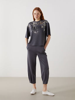 Bisiklet Yaka Manhattan Bask?l? Kad?n Ti??rt