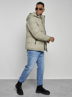 Куртка спортивная мужская зимняя с капюшоном светло-зеленого цвета 8362ZS - Wonderrman фото 16