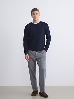 Bisiklet Yaka Kareli Erkek Triko Kazak