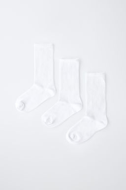 PACK TRES CALCETINES LARGOS LISOS / Blanco - Zara фото 4