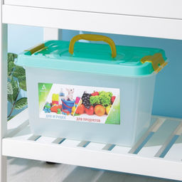 Контейнер для хранения с крышкой, 10 л, 35.9×24.2×21.1 см, прямоугольный, прозрачный, зелёный