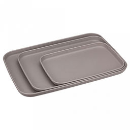Поднос пластмассовый, набор 3шт: 24х17х2см, 30,5х22х2см, 35х25х2см, французский серый (Россия)