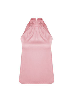 Pembe Regular/Normal Kal?p Dik Yaka Fit Pilise Esnek Orme Bluz TWOSS23BZ00952