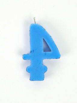 Свеча-цифра "Соло", цифра "4", синий, блеск, 8,2 см