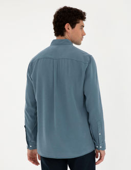 Рубашка Pierre Cardin Regular Fit темно-синяя с длинным рукавом