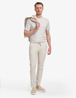 Bej Slim Fit Gofre Yazl_k Kanvas Pantolon