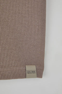 Tas Oversize/Genis Kesim Renk Bloklu Dokulu T-Shirt TMNSS25TS00065