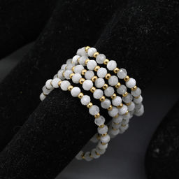 Кольцо на резинке с лунным камнем ( Адуляр) шарик 2мм Радуга камня