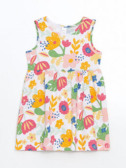 Bisiklet Yaka ?i?ekli K?z ?ocuk Elbise