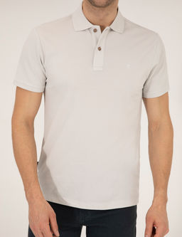 A__k Gri Slim Fit %100 Pamuk Polo Yaka Basic Ti__rt