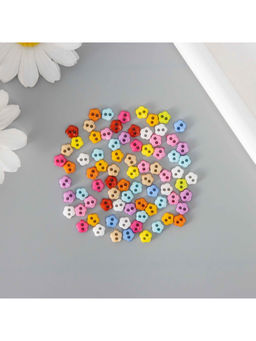 Цена за 3 шт. Пуговицы пластик для творчества 2 прокола «Цветные цветочки», набор 80 шт., 0.6×0.6 см