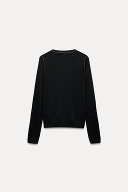 PLAIN KNIT CARDIGAN WITH CONTRAST TRIMS - Zara фото 4