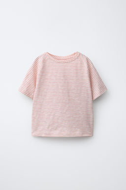 CAMISETA RAYAS MANGA RANGL?N / Crudo