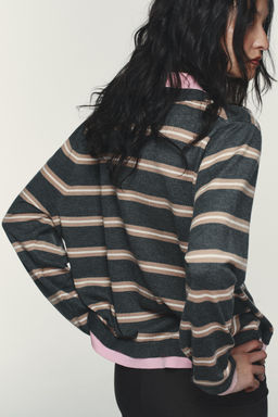 STRIPED COMBINED KNIT POLO SHIRT - Zara фото 3