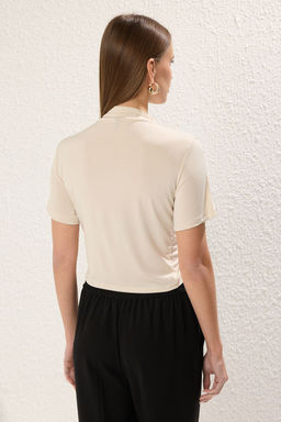 Tas Dik Yaka K?sa Kollu Drapeli Crop Bluz Orme Bluz TWOSS24BZ00422