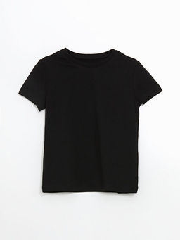 Bisiklet Yaka D?z Penye K?z ?ocuk Ti??rt