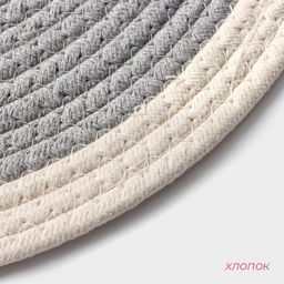 Салфетка сервировочная на стол Доляна Мира, d=38 см, хлопок, цвет серый, рисунок МИКС  фото 13