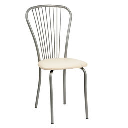 Стул для кухни «Клик Мебель. Лайт - 1», искусственная кожа, цвет, серебристый металлик/молочный