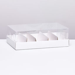 Кондитерская коробка складная под 5 эклеров, белая, 22×13.5×7 см